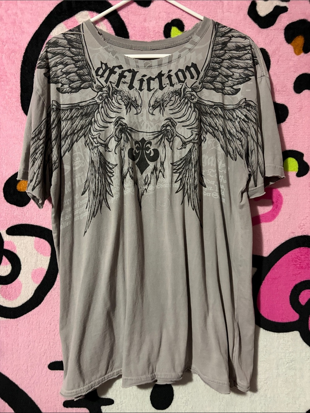 Affliction Men's Gray Graphic Winged Tee